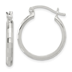 Sterling Silver Polished Textured Hoop Earrings - 4