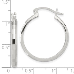 Sterling Silver Polished Textured Hoop Earrings - 5