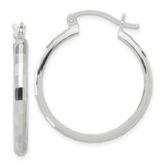 Sterling Silver Polished Textured Hoop Earrings - 5