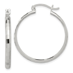 Sterling Silver Polished Textured Hoop Earrings - 6