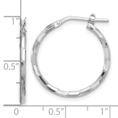 Sterling Silver Rhodium-plated Polished Textured 1.60mm Hoop Earrings - 3