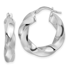Sterling Silver Rhod-plated Polished 5.25mm Hollow Twisted Hoop Earrings - 2