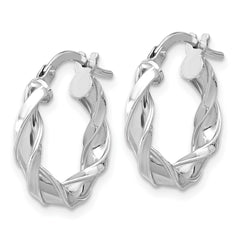 Sterling Silver Rhodium-plated Polished Twisted Hoop Earrings - 5
