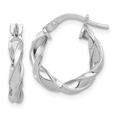 Sterling Silver Rhodium-plated Polished Twisted Hoop Earrings - 5