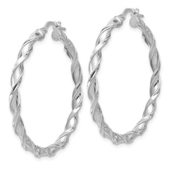 Sterling Silver Rhodium-plated Polished Twisted Hoop Earrings - 6