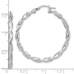 Sterling Silver Rhodium-plated Polished Twisted Hoop Earrings - 6