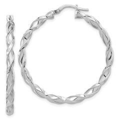 Sterling Silver Rhodium-plated Polished Twisted Hoop Earrings - 6