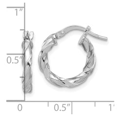 Sterling Silver Rhodium-plated Polished Twisted Hoop Earrings - 3