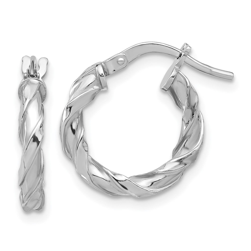 Sterling Silver Rhodium-plated Polished Twisted Hoop Earrings - 3