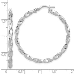 Sterling Silver Rhodium-plated Polished & Textured Twisted Hoop Earrings - 3