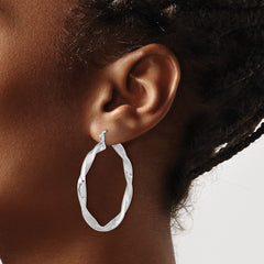Sterling Silver Rhodium-plated Textured 3.7mm Twisted Hoop Earrings - 3