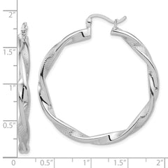Sterling Silver Rhodium-plated Textured 3.7mm Twisted Hoop Earrings - 3