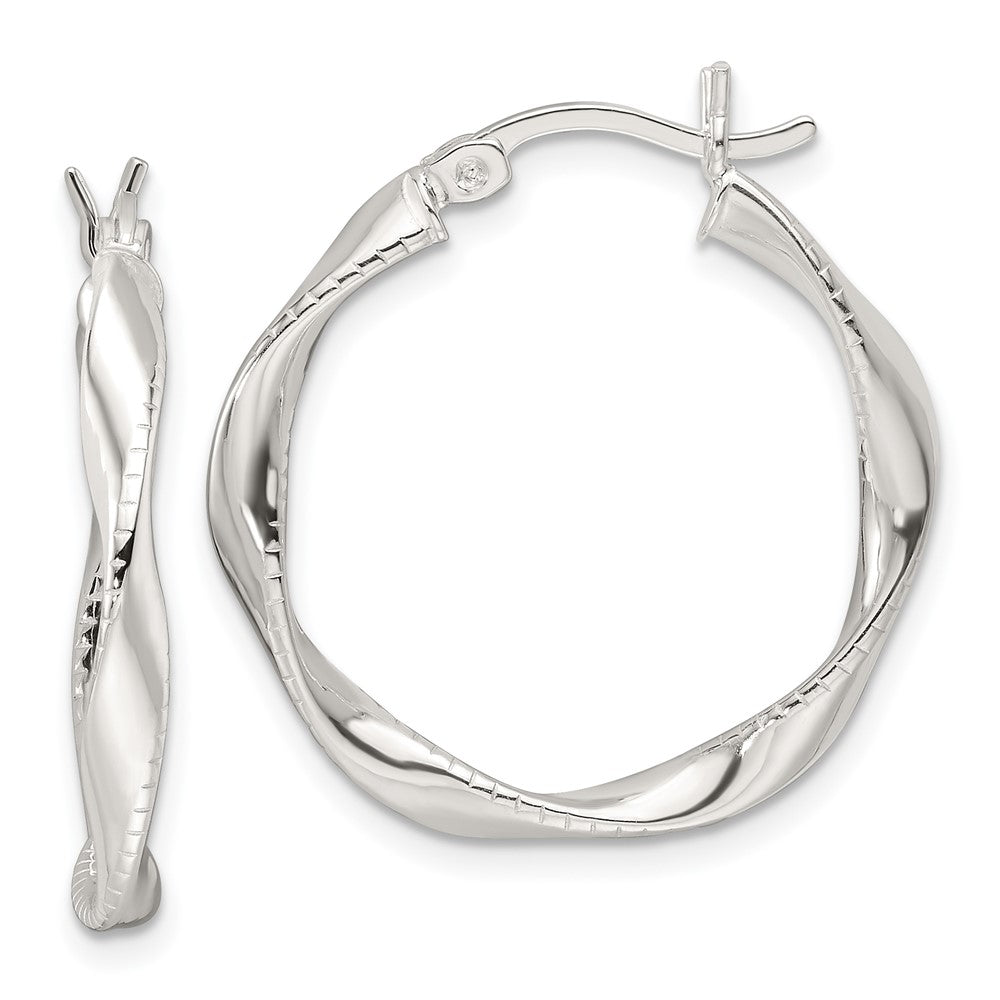 Sterling Silver Polished Twisted Hoop Earrings - 2