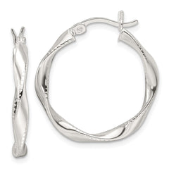 Sterling Silver Polished Twisted Hoop Earrings - 2