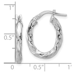 Sterling Silver Rh-plated Polished and Textured Twisted Oval Hoop Earrings - 3