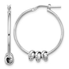 Sterling Silver Rhodium-plated Polished Love Knot Hoop Earrings - 2