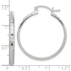 Sterling Silver Polished Diamond-Cut 3mm Round Hoop Earrings