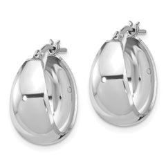 Sterling Silver RH-plated Polished Tapered Round SM Hoop Earrings - 2