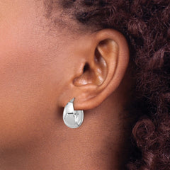 Sterling Silver RH-plated Polished Tapered Round SM Hoop Earrings - 2
