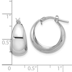 Sterling Silver RH-plated Polished Tapered Round SM Hoop Earrings - 2