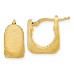 Sterling Silver Gold-Plated Brushed and Hollow Square Hoop Earrings
