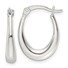 Sterling Silver Polished Oval Hoop Earrings - 2