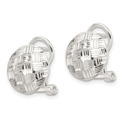 Sterling Silver Polished and Woven D/C Circle Omega Back Post Earrings
