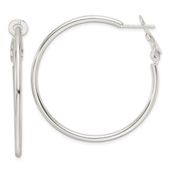 Sterling Silver Polished 41x2mm Omega Back Round Hoop Earrings