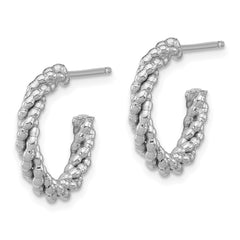 Sterling Silver Rhodium-plated Textured Twisted C-Hoop Earrings - 4