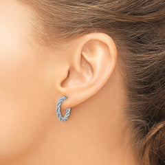 Sterling Silver Rhodium-plated Textured Twisted C-Hoop Earrings - 4