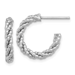 Sterling Silver Rhodium-plated Textured Twisted C-Hoop Earrings - 4