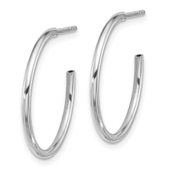 Sterling Silver Rhodium-plated Polished Hollow Tube C-Hoop Earrings - 2