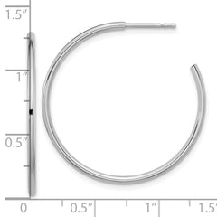 Sterling Silver Rhodium-plated Polished Hollow Tube C-Hoop Earrings - 3