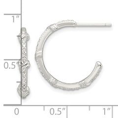 Sterling Silver E-Coating Polished CZ Knot C-Hoop Earrings