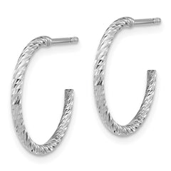 Sterling Silver Rhodium-plated D/C Hollow Tube C-Hoop Earrings - 2