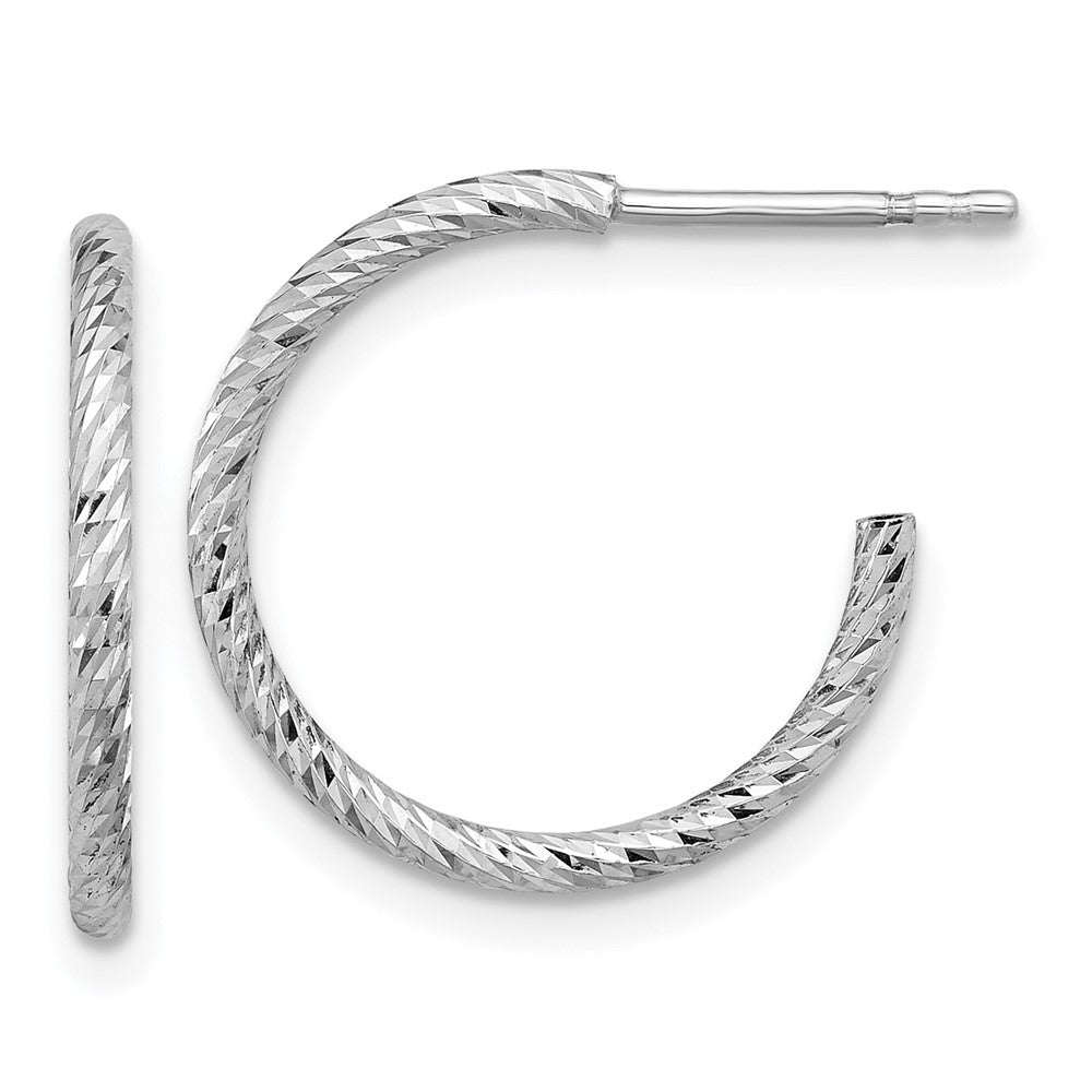 Sterling Silver Rhodium-plated D/C Hollow Tube C-Hoop Earrings - 2