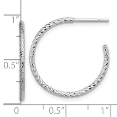 Sterling Silver Rhodium-plated D/C Hollow Tube C-Hoop Earrings - 3