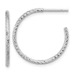 Sterling Silver Rhodium-plated D/C Hollow Tube C-Hoop Earrings - 3