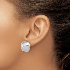 Sterling Silver Rhodium-plated Polished Square Post Earrings - 2
