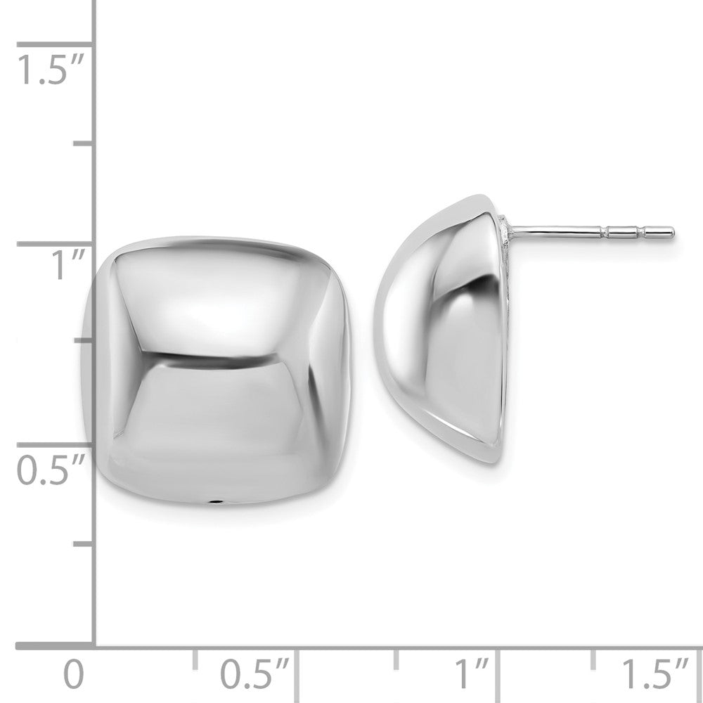 Sterling Silver Rhodium-plated Polished Square Post Earrings - 2
