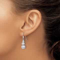 Sterling Silver Rhodium-plated Graduated Beads Dangle Earrings
