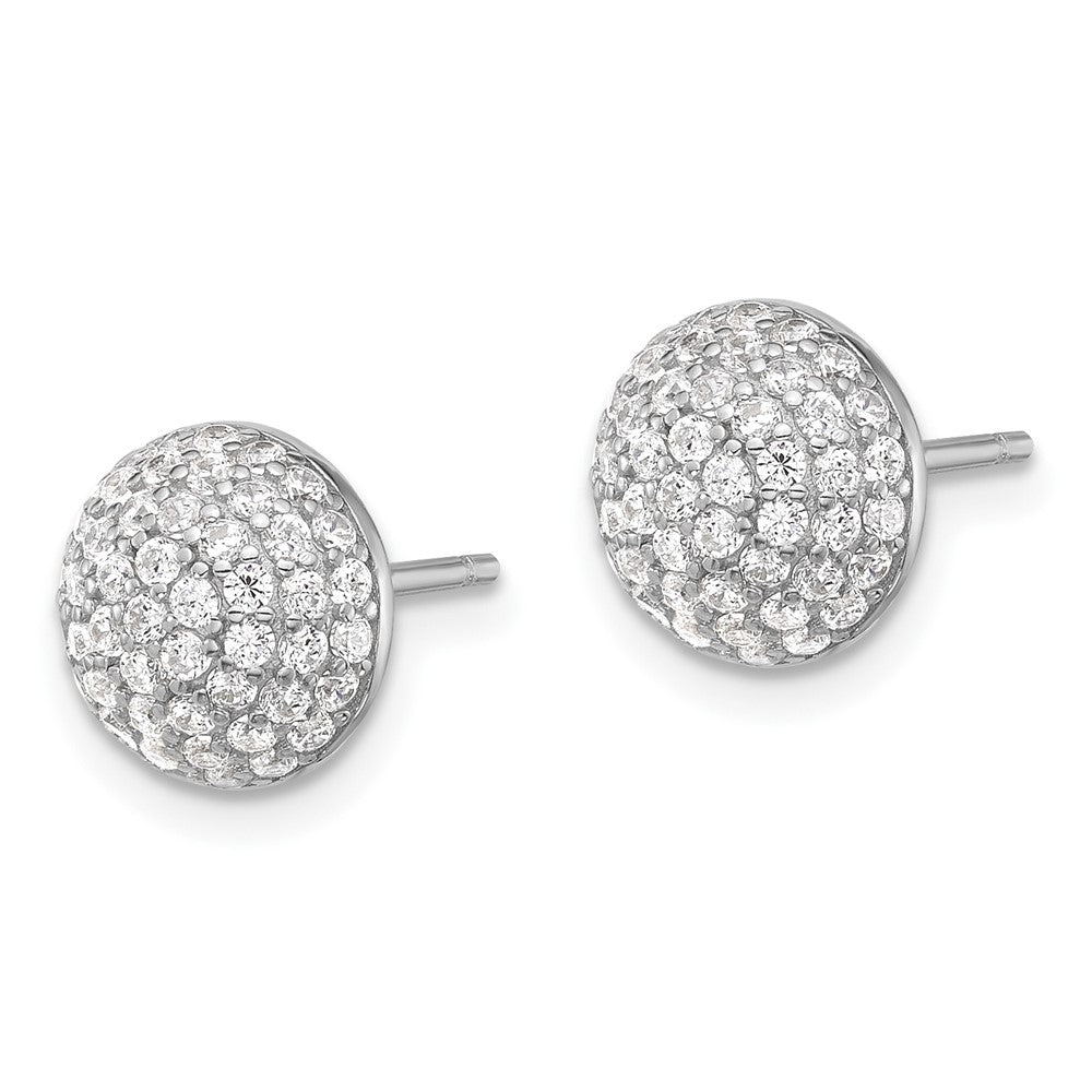 Sterling Silver Rhodium-plated Pavâ CZ Domed Post Earrings