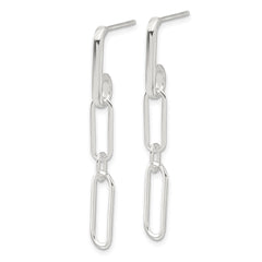 Sterling Silver E-coated Paperclip Link Post Dangle Earrings - 2