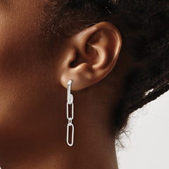 Sterling Silver E-coated Paperclip Link Post Dangle Earrings - 2
