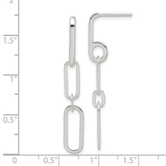Sterling Silver E-coated Paperclip Link Post Dangle Earrings - 2