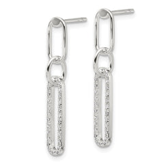 Sterling Silver E-coated CZ Post Dangle Earrings - 2