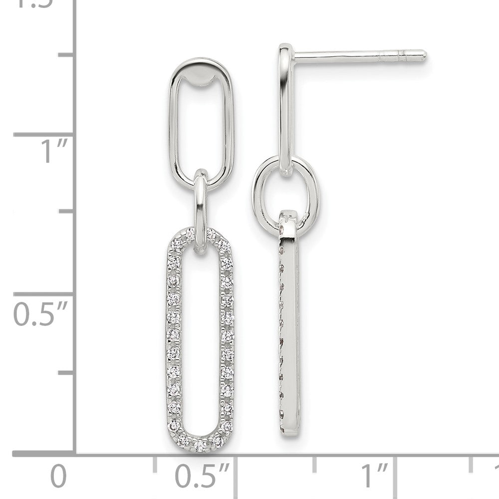 Sterling Silver E-coated CZ Post Dangle Earrings - 2