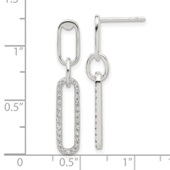 Sterling Silver E-coated CZ Post Dangle Earrings - 2