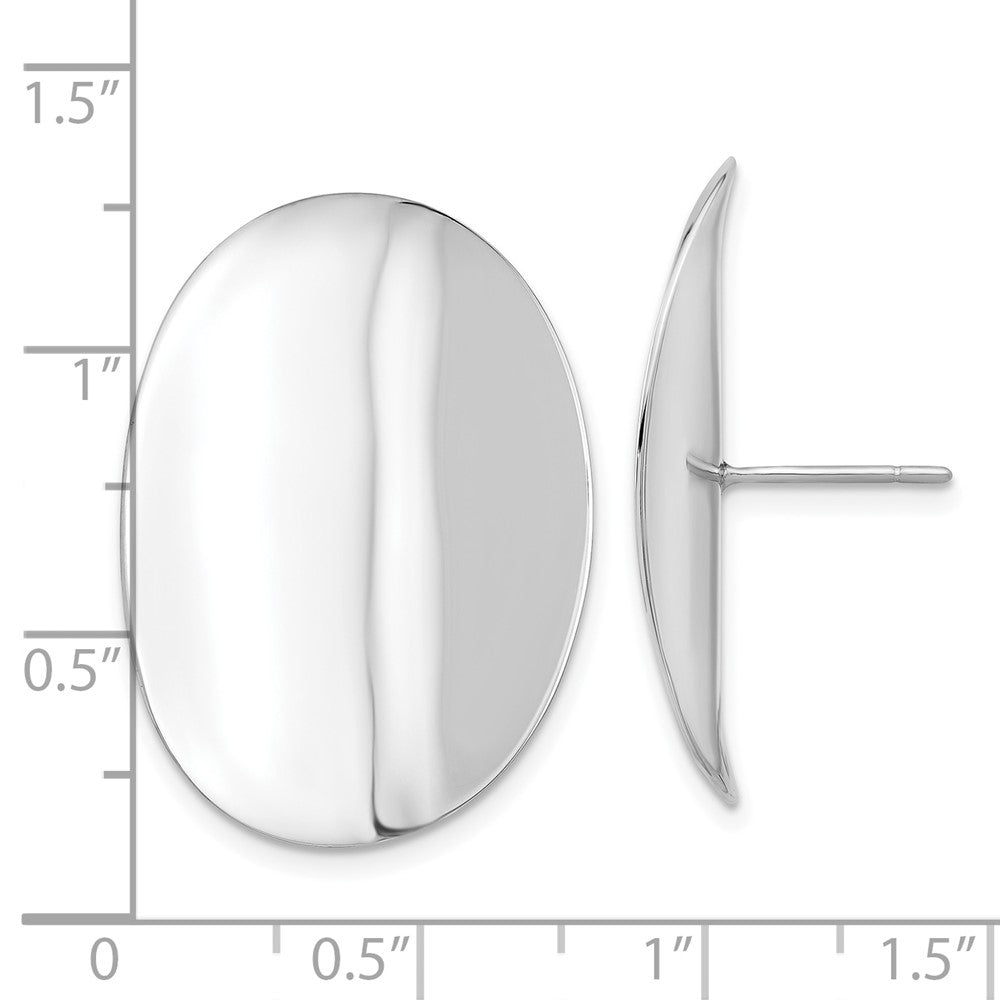 Sterling Silver Rhodium-plated Polished Concave Disc Post Earrings