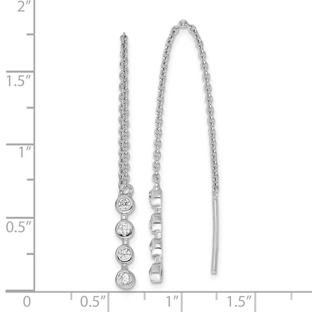 Sterling Silver Rhodium-plated Polished CZ Threader Earrings - 2
